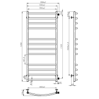 Water towel dryer Adele (1200*500,12,Grey,Right)