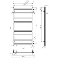 Water towel dryer Aqua (1000*500,9,Polished,Right)