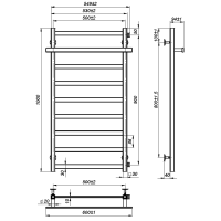 Water towel dryer Aqua (1000*500,9,Grey,Right)