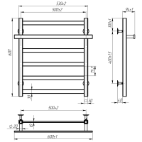 Water towel dryer Aqua (600*500,6,White,Lower)
