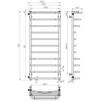 Water towel dryer Aurora (1200*500,11,Polished,Left)