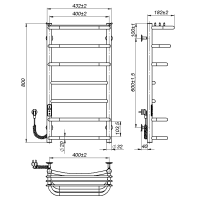 Electric towel dryer Aurora (800*400,7,Grey,Left,JD03)