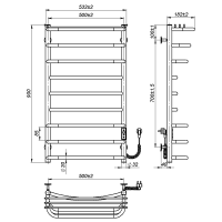 Electric towel dryer Aurora (900*500,9,White,Right,JD03)