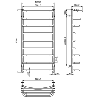 Water towel dryer Aurora (1000*500,9,Grey,Lower)