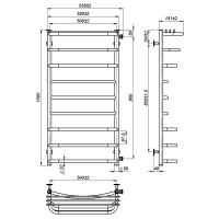 Water towel dryer Aurora (1000*500,9,Grey,Right)