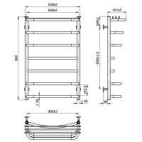 Water towel dryer Aurora (800*500,7,Grey,Lower)