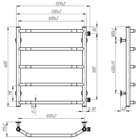 Рушникосушарка водяна Ava (600*500,5,Чорна,Праве підключення)