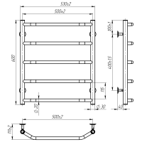 Рушникосушарка водяна Ava (600*500,5,Біла,Нижнє підключення)