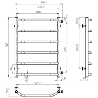 Рушникосушарка водяна Ava (700*500,6,Чорна,Праве підключення)