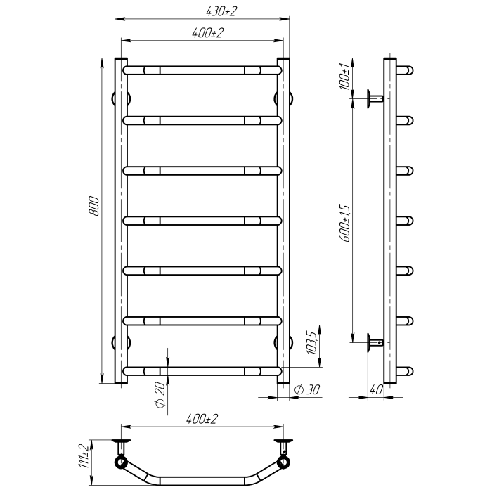 Water towel dryer Ava ()