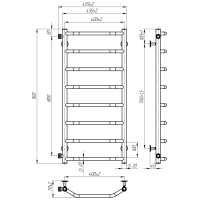 Water towel dryer Ava (900*400,8,Black,Left)
