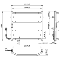 Electric towel dryer Ava (500*500,4,Grey,Left,JD03)