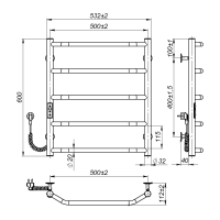 Electric towel dryer Ava (600*500,5,Polished,Left,JD03)