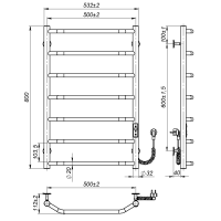 Electric towel dryer Ava (800*500,7,Grey,Right,JD03)