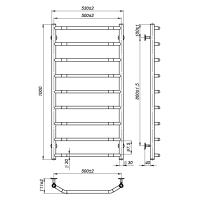 Water towel dryer Ava (1000*500,9,Grey,Lower)