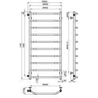 Water towel dryer Ava (1100*500,10,Polished,Left)