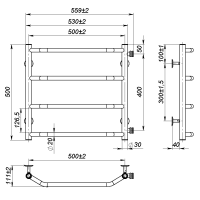Water towel dryer Ava (500*500,4,White,Right)