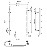 Water towel dryer Ava (600*400,5,White,Right)