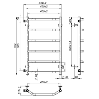 Water towel dryer Ava (700*400,6,Black,Left)