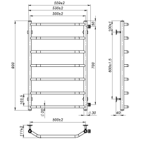 Рушникосушарка водяна Ava (800*500,7,Сіра,Праве підключення)