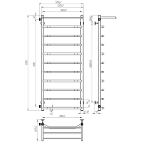 Water towel dryer Dream (1200*500,11,Polished,Left)