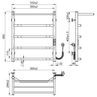 Electric towel dryer Dream (600*500,5,Grey,Right,JD03)
