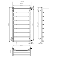 Water towel dryer Dream (1000*500,9,Grey,Right)