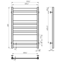 Water towel dryer Eva (800*500,8,Black,Lower)