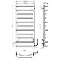 Electric towel dryer Lilu (1 200*500,11,Polished,Right,JD03)