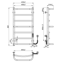 Electric towel dryer Lilu (800*400,7,Grey,Right,JD03)