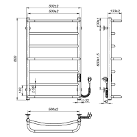 Electric towel dryer Lilu (800*500,7,Polished,Right,JD03)