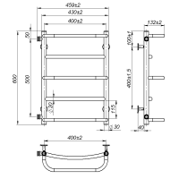 Water towel dryer Lilu (600*400,5,Black,Left)
