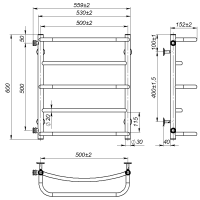 Water towel dryer Lilu (600*500,5,Black,Left)