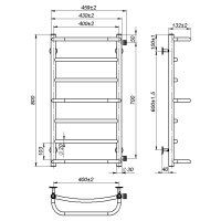 Water towel dryer Lilu (800*400,7,Black,Right)