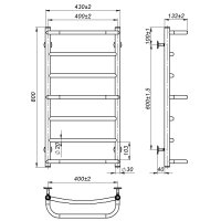 Water towel dryer Lilu (800*400,7,Polished,Lower)
