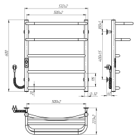Electric towel dryer Optima (600*500,5,Grey,Left,JD03)