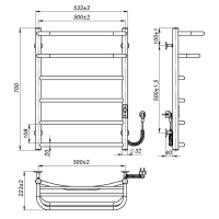Electric towel dryer Optima (700*500,6,Grey,Right,JD03)