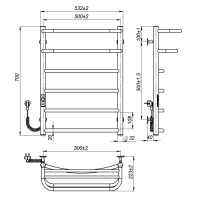 Electric towel dryer Optima (700*500,6,White,Left,JD03)
