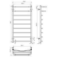 Рушникосушарка водяна Optima (1000*500,9,Полірована,Нижнє підключення)
