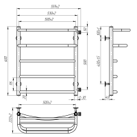 Water towel dryer Optima (600*500,5,Polished,Right)
