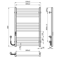 Electric towel dryer Pola (800*500,12,Grey,Left,JD04)
