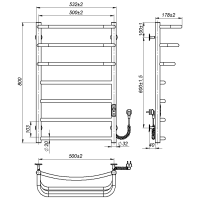 Electric towel dryer Prima (800*500,7,Black,Right,JD03)