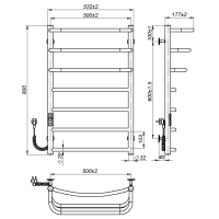 Рушникосушарка електрична Prima (800*500,7,Полірована,Ліве підключення,JD03)