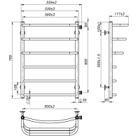 Рушникосушарка водяна Prima (700*500,6,Сіра,Праве підключення)