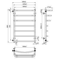 Water towel dryer Prima (800*500,7,Black,Left)