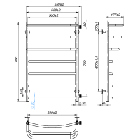 Water towel dryer Prima (800*500,7,Grey,Right)
