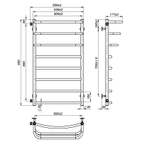 Water towel dryer Prima (900*500,8,Black,Left)
