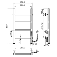 Electric towel dryer Round (600*300,4,Grey,Right,JD03)