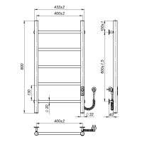 Electric towel dryer Round (800*400,5,Polished,Right,JD03)