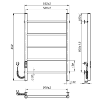 Electric towel dryer Round (800*500,5,Grey,Left,JD03)